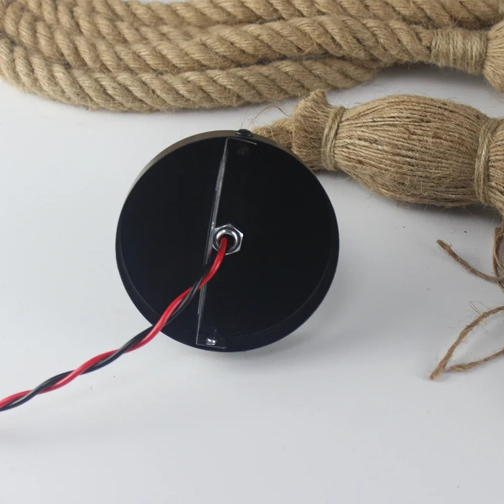 suspension rétro loft industriel en corde de chanvre avec ampoule edison - vue 6 sur 11