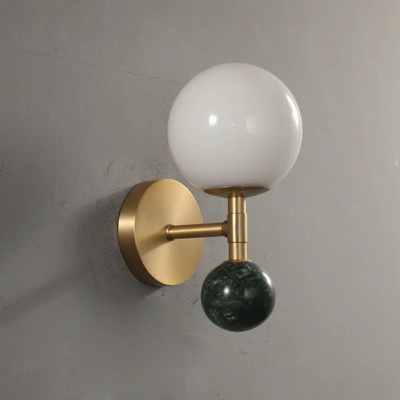 applique murale nordique moderne en cuivre marbre éclairage led décoration luxe - vue 3 sur 6
