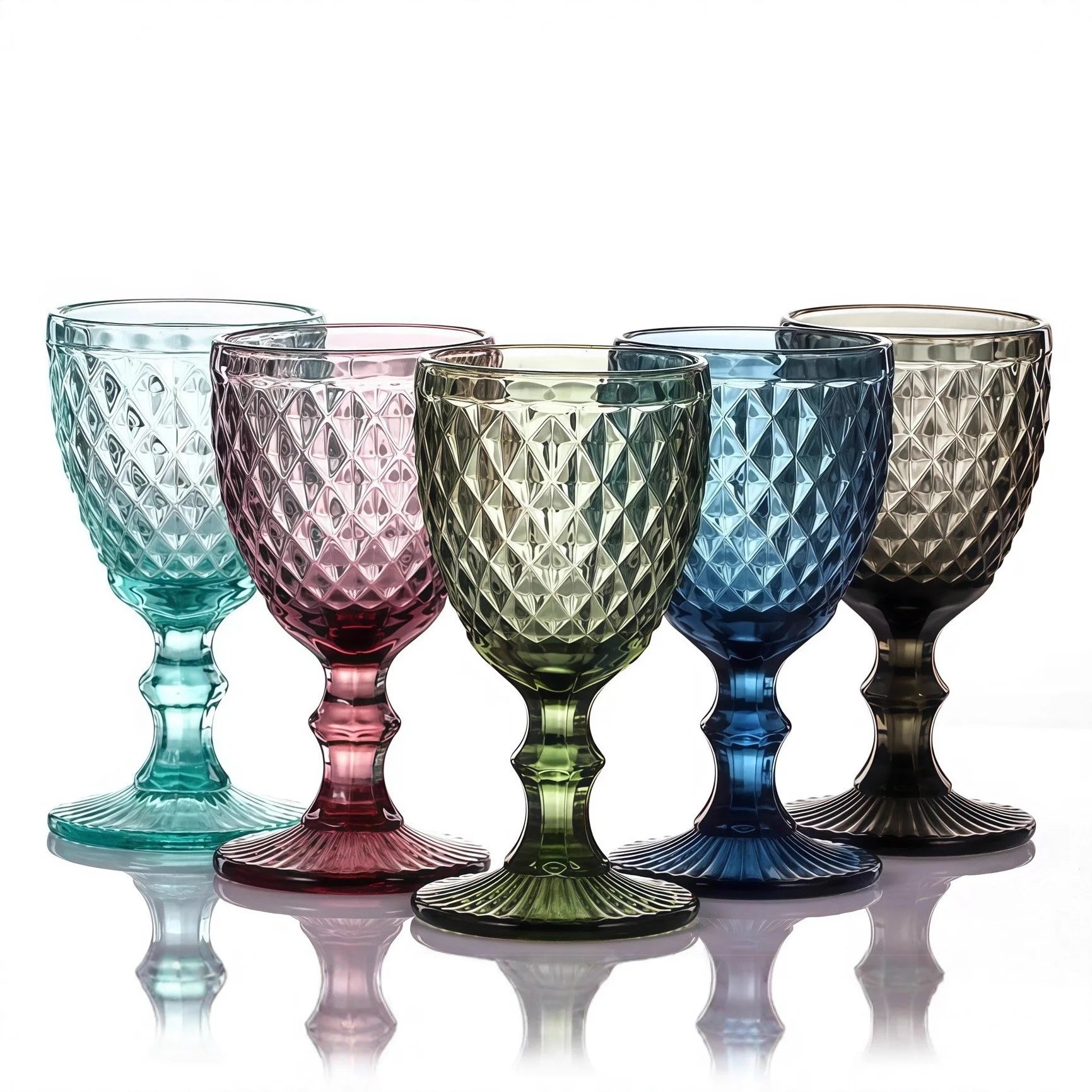 Verre a vin relief style retro verre epais - vue 4 sur 6