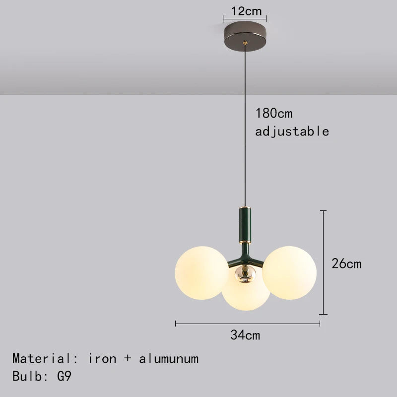 lustre nordique minimaliste magic bean 9 en verre led suspension