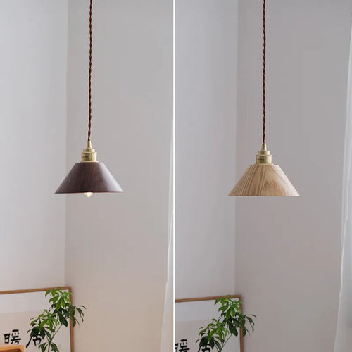 suspension led en bois moderne design nordique loft - vue 4 sur 8