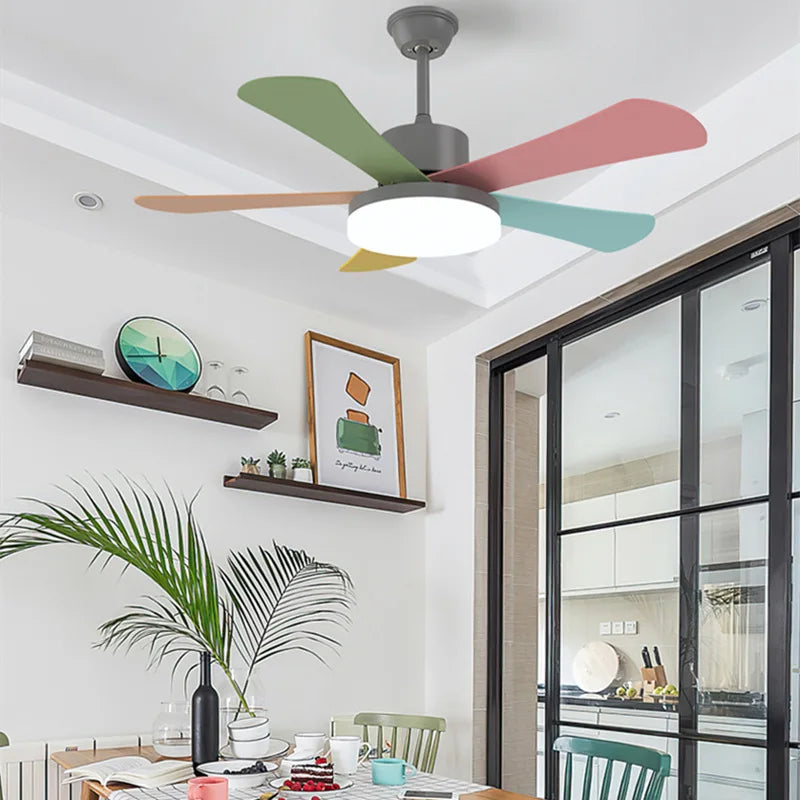 ventilateur de plafond led moderne télécommande intelligente trois couleurs - vue 3 sur 12