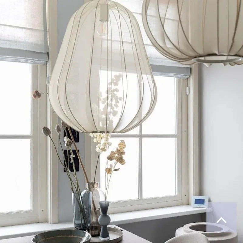 Nordique créatif lustre lanterne moderne ballon suspension salon chambre escalier allée Restaurant tissu lampe - vue 5 sur 12