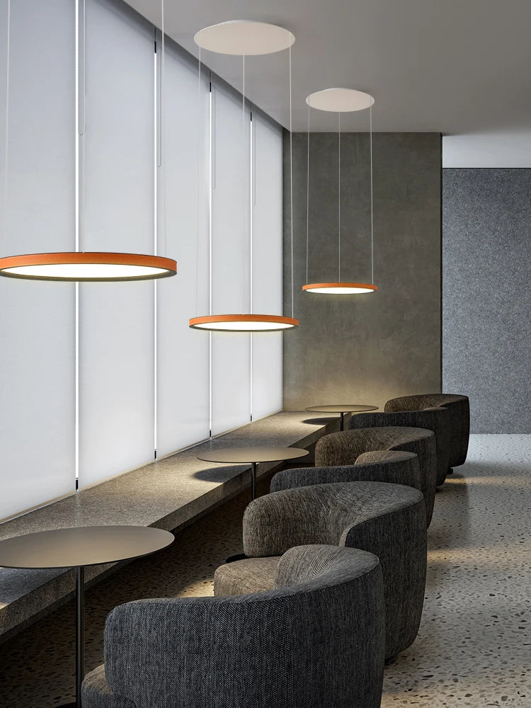 Nordic Modern Minimalist Restaurant Bar, Living Room, Bedroom, Ring Chandelier, Artistic Personality, Real Leather Chandelier - vue 6 sur 10