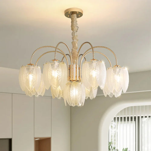 SANDYHA moderne luxe cristal plume Style lustres chambre lampe à LED salon salle à manger intérieur décor à la maison suspension éclairage