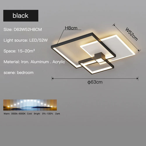 plafonnier led moderne design rectangulaire minimaliste lumineux - vue 12 sur 12