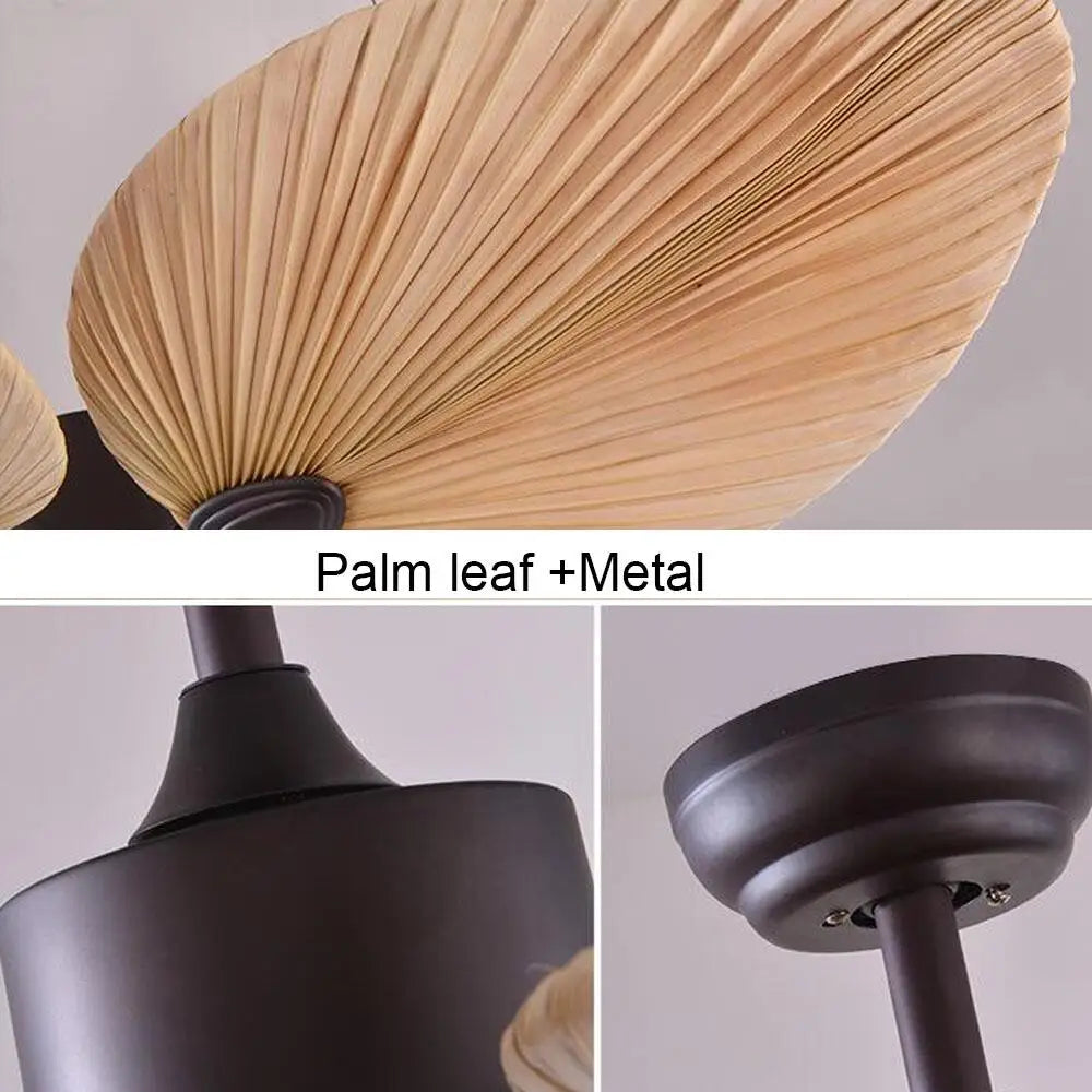 Ventilateur de plafond sans lumière feuilles de palmier ventilateurs télécommande pour salon chambre - vue 6 sur 6