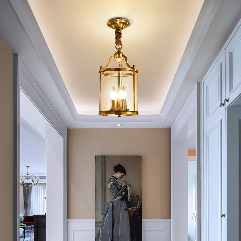 Lustre moderne cuivre style européen verre doré luxe intérieur suspension pour salle à manger salon hôtel allée