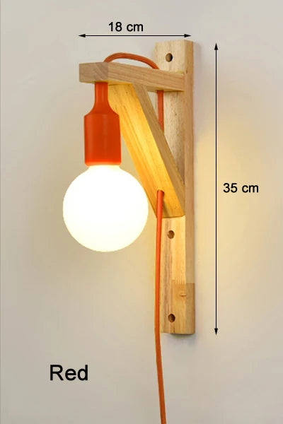 applique murale en bois massif créatif avec câble simple - vue 11 sur 10