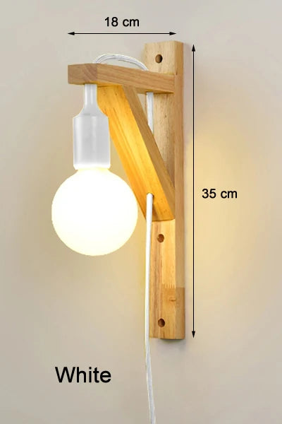 applique murale en bois massif créatif avec câble simple - vue 10 sur 10