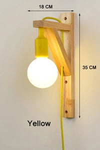 applique murale en bois massif créatif avec câble simple