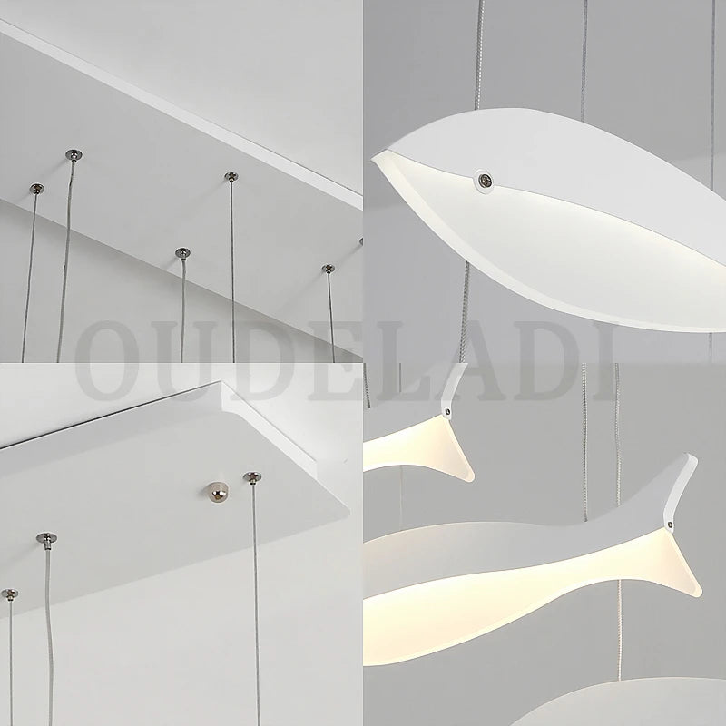 lustre led acrylique suspendu forme de poisson moderne