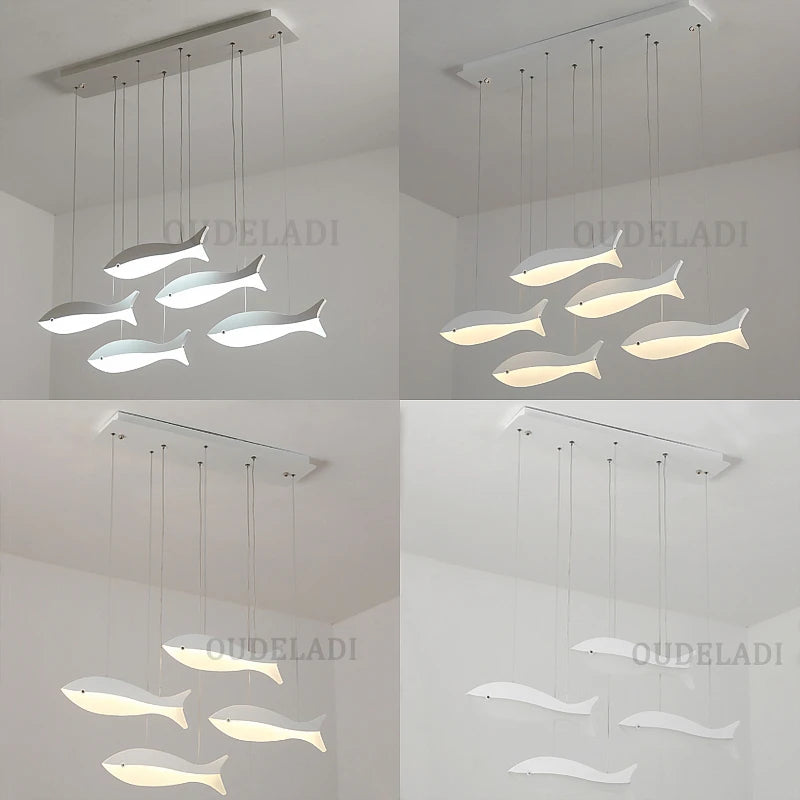 lustre led acrylique suspendu forme de poisson moderne
