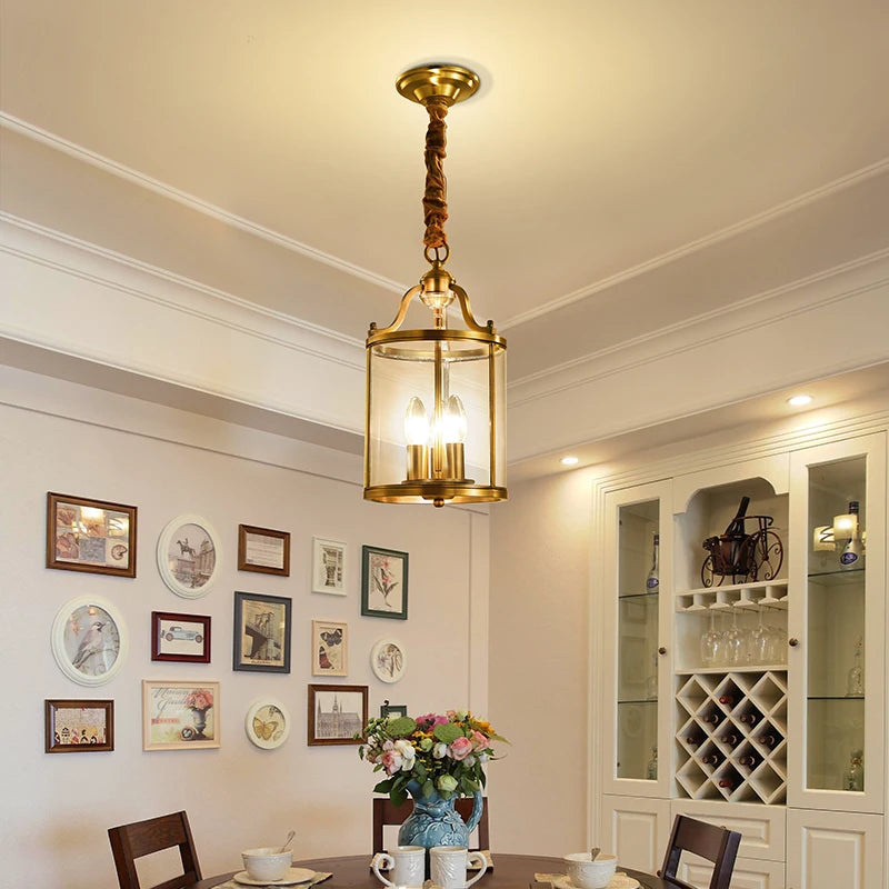 Lustre moderne cuivre style européen verre doré luxe intérieur suspension pour salle à manger salon hôtel allée