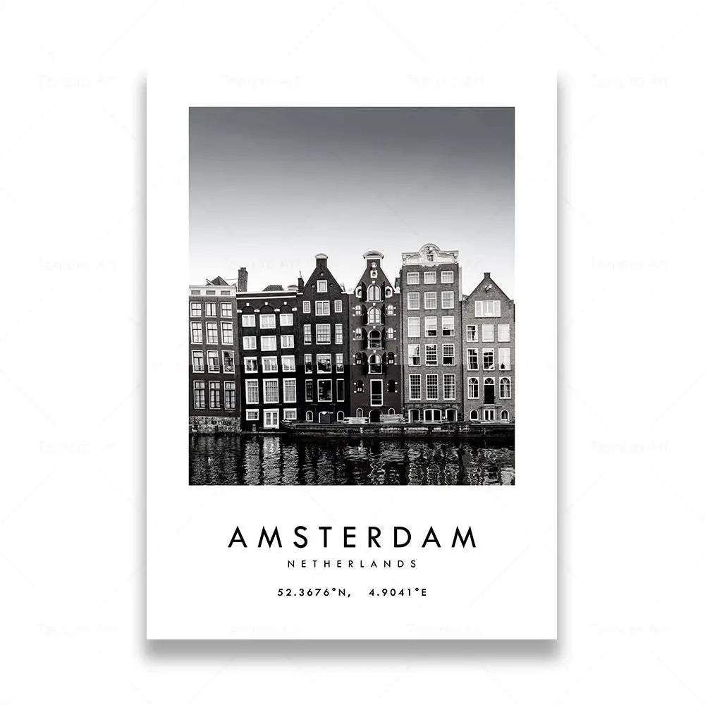 affiche photographique en noir et blanc de rome et las vegas