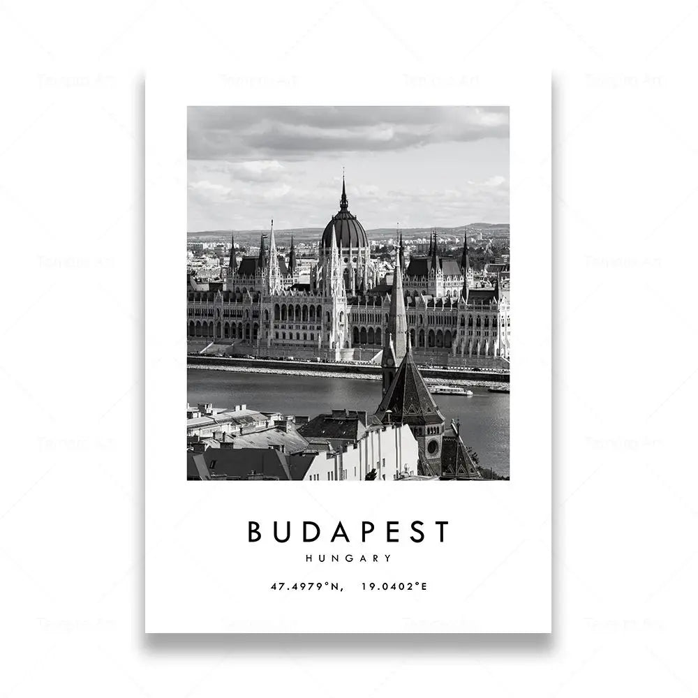 affiche photographique en noir et blanc de rome et las vegas