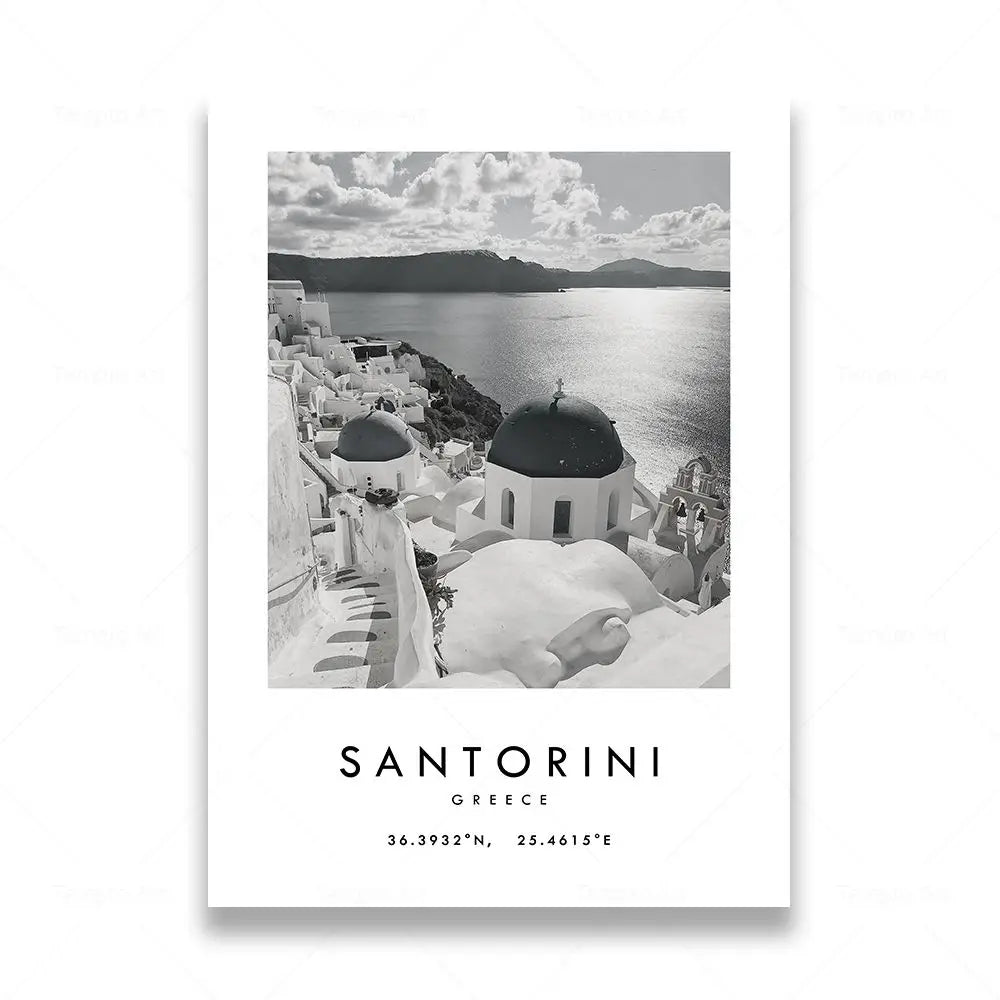 affiche photographique en noir et blanc de villes du monde