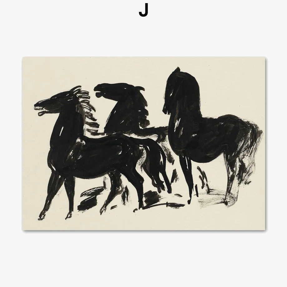 affiche vintage abstraite inspirée de picasso et matisse pour décoration murale