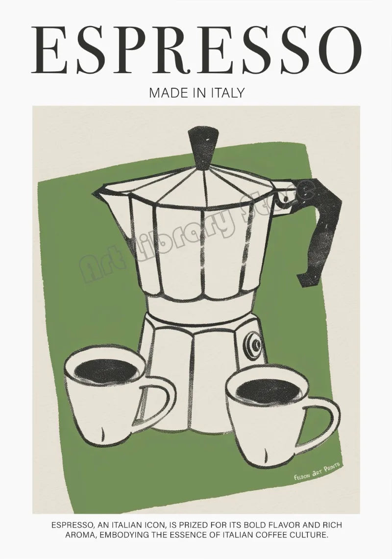 affiche vintage italienne paysage nourriture et café méditerranée