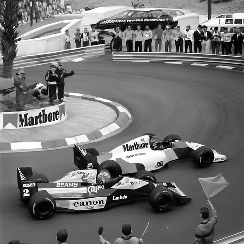 affiche vintage photo voitures de sport en noir et blanc décor mural