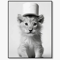 affiches d'art noir et blanc animaux mignons décoration murale