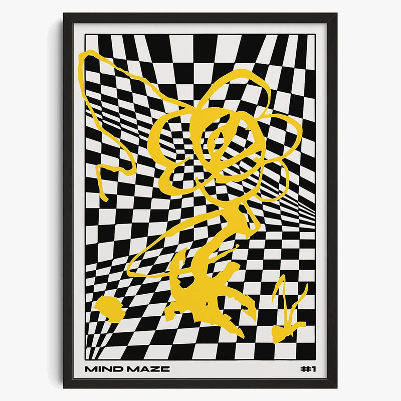 affiches vintage abstraites labyrinthe art mural décor rétro