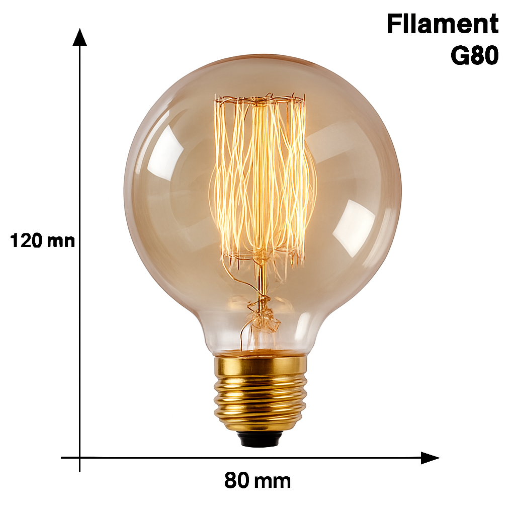 Ampoule boule à incandescence filament vintage 40W Edison - vue 3 sur 3
