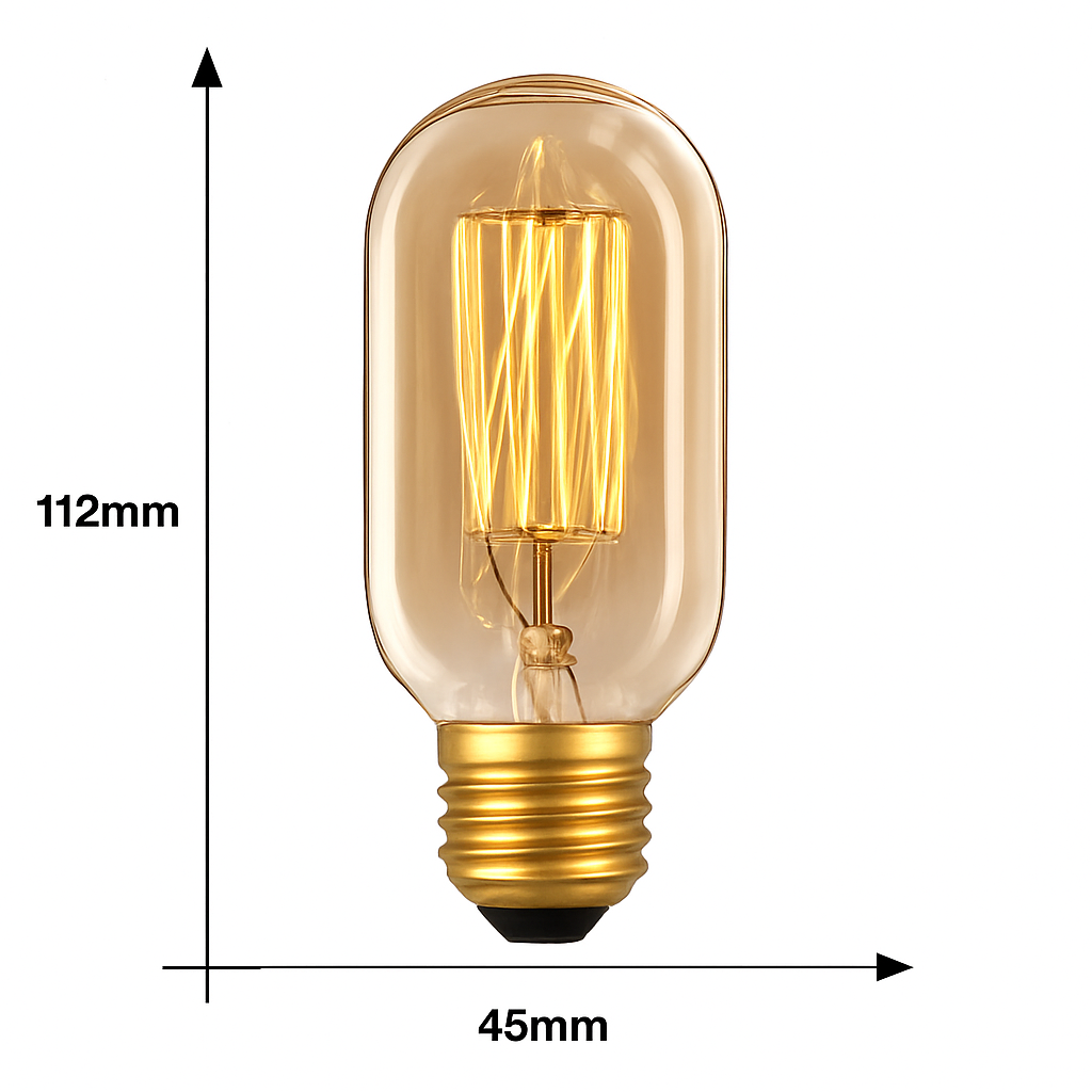 Ampoule gros tube à incandescence filament vintage 40W Edison - vue 3 sur 3
