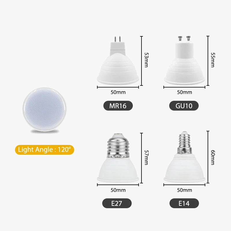 ampoule led gu10 gu5.3 mr16 pour éclairage intérieur polyvalent