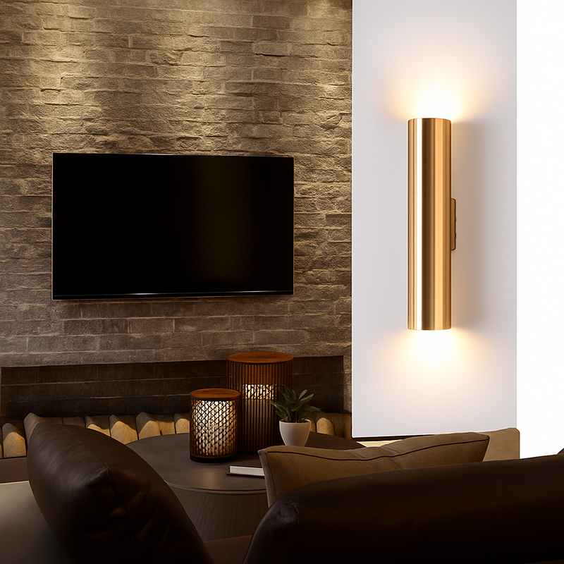 Applique design tube cylindrique doré à LED