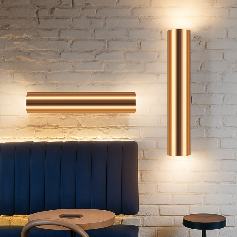 Applique design tube cylindrique doré à LED