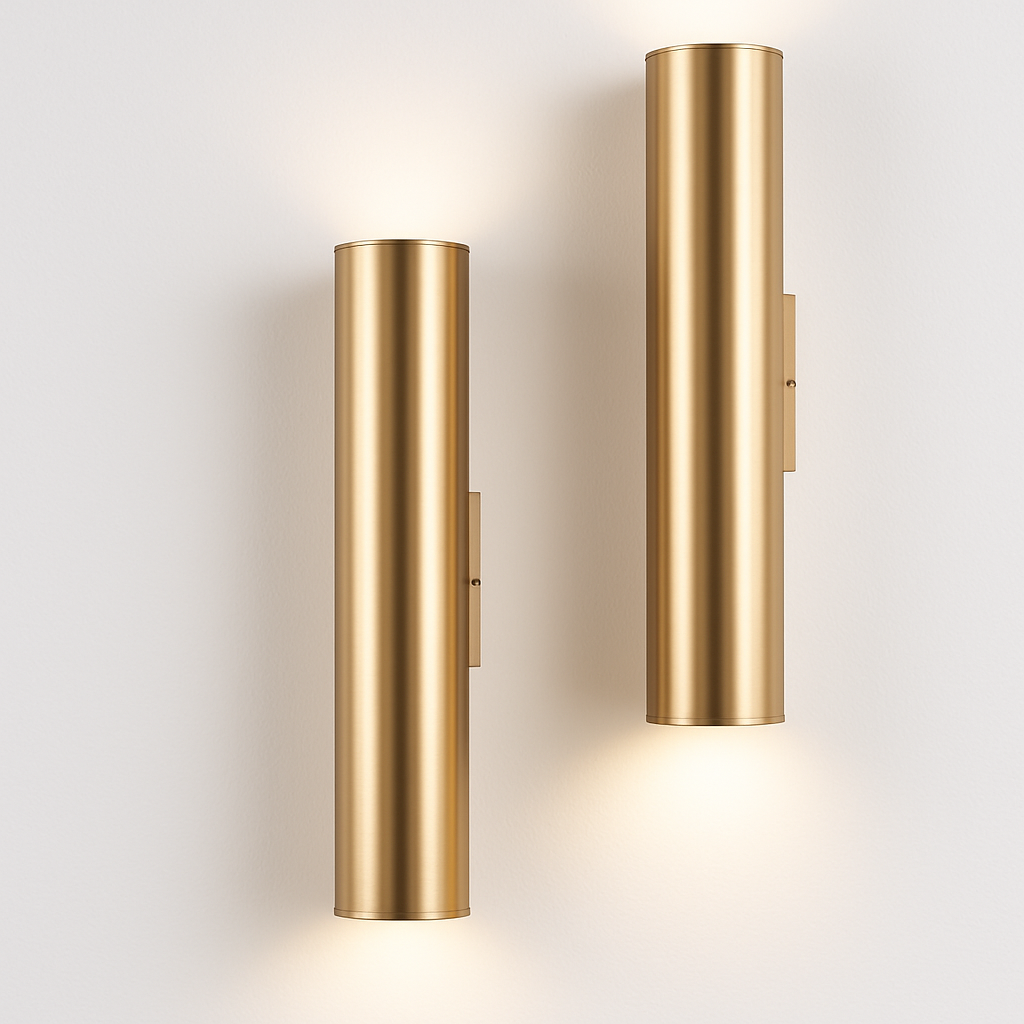 Applique design tube cylindrique doré à LED - vue 3 sur 7
