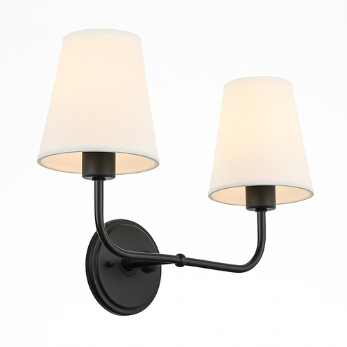 applique double vintage avec entonnoir évasé et abat-jour en lin - vue 5 sur 8
