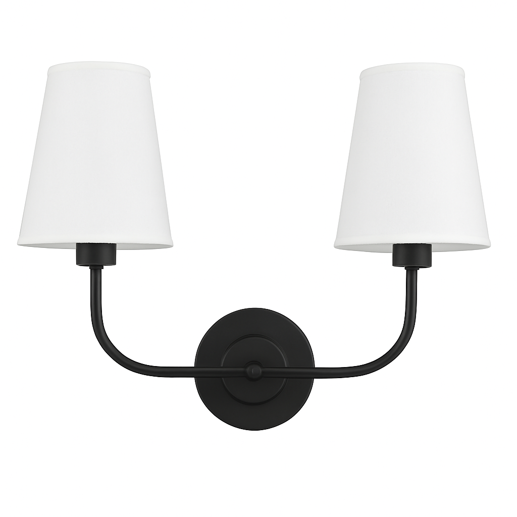 applique double vintage avec entonnoir évasé et abat-jour en lin - vue 7 sur 8