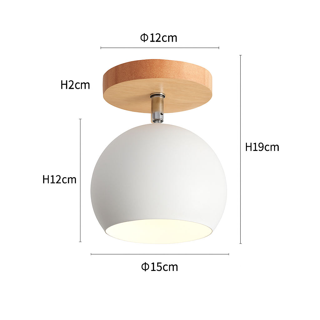 Applique LED en bois et boule en métal de couleur ajustable - vue 9 sur 9