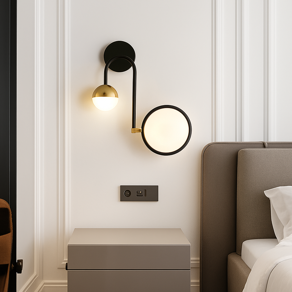 applique led ronde tête lit salon créatif nordique murale - vue 5 sur 12