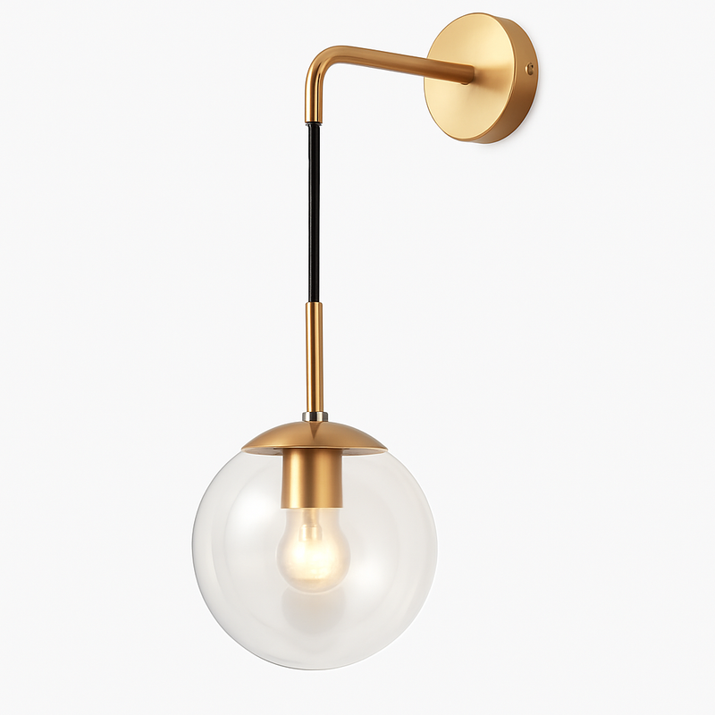 Wall light with hanging glass ball