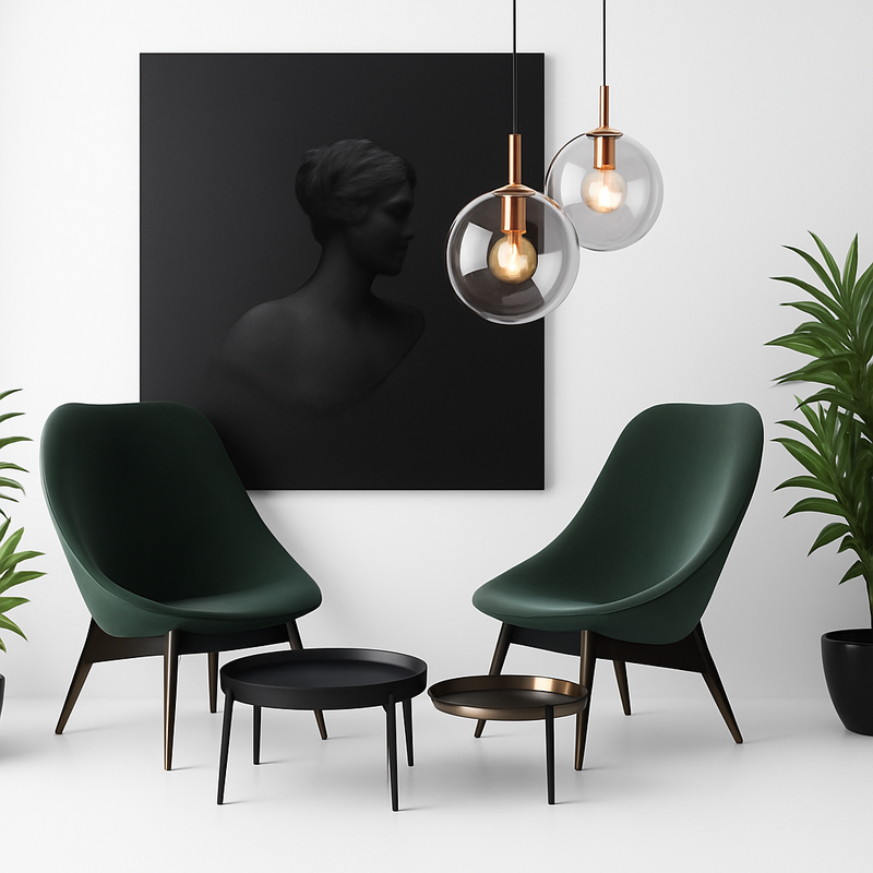 Wall light with hanging glass ball