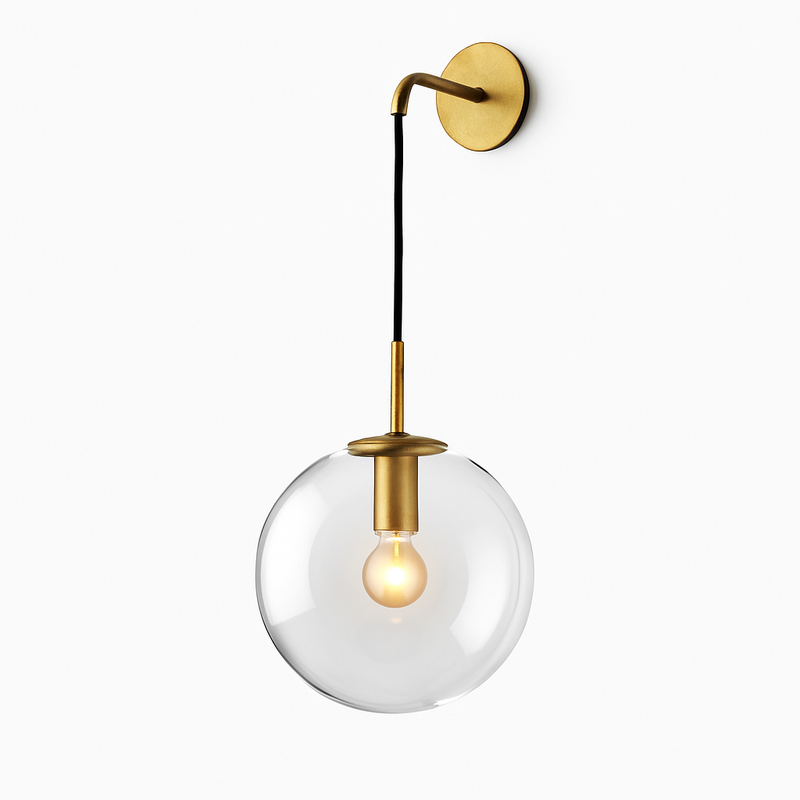 Wall light with hanging glass ball