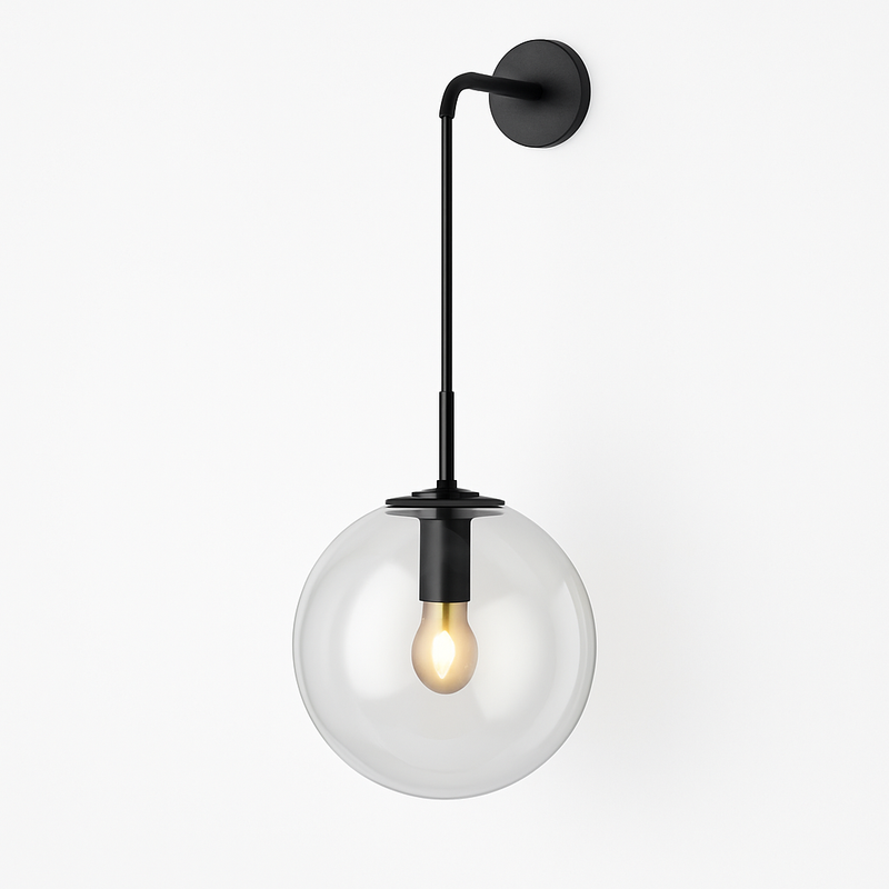Wall light with hanging glass ball