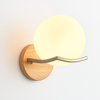 Applique murale bois verre LED nordique chevet maison intérieur