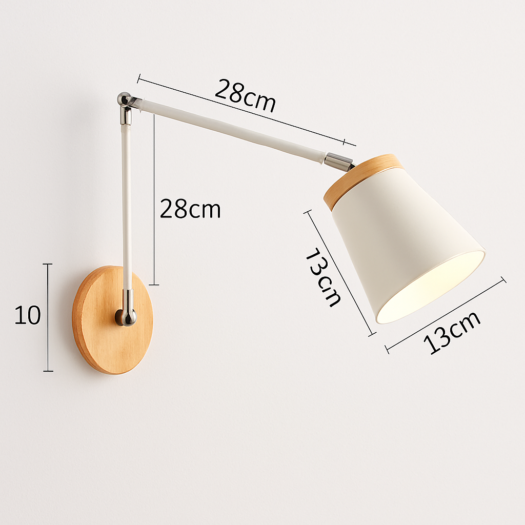 Applique murale bras articulé à LED en métal et bois - vue 13 sur 16