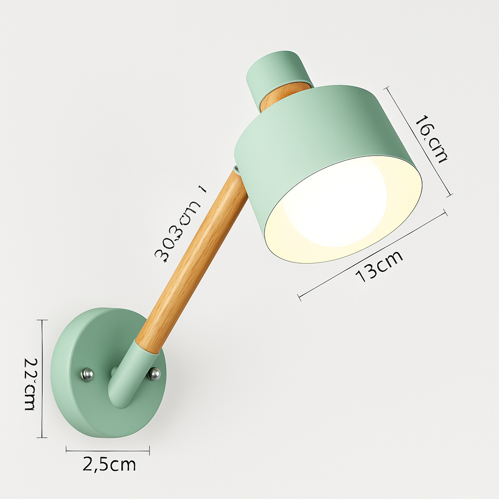 Applique murale bras articulé à LED en métal et bois - vue 5 sur 16