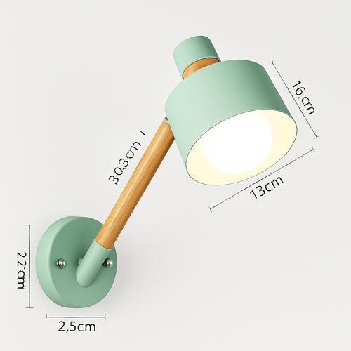 Applique murale bras articulé à LED en métal et bois