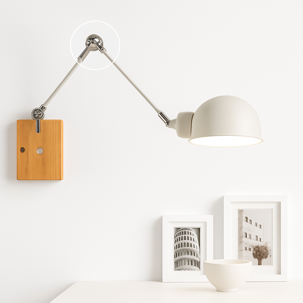 Applique murale bras articulé à LED en métal et bois - vue 6 sur 16