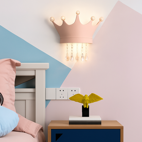 applique murale couronne créative en résine et cristal pour enfants - vue 3 sur 12