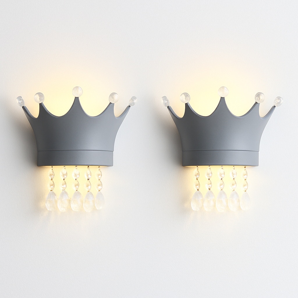 applique murale couronne créative en résine et cristal pour enfants - vue 12 sur 12