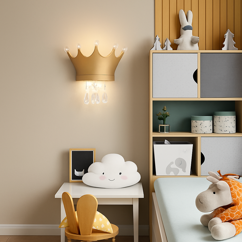 applique murale couronne créative en résine et cristal pour enfants - vue 5 sur 12