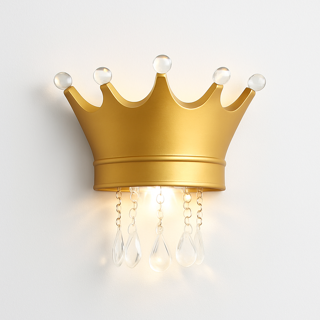 applique murale couronne créative en résine et cristal pour enfants - vue 8 sur 12