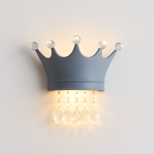 applique murale couronne créative en résine et cristal pour enfants - vue 10 sur 12